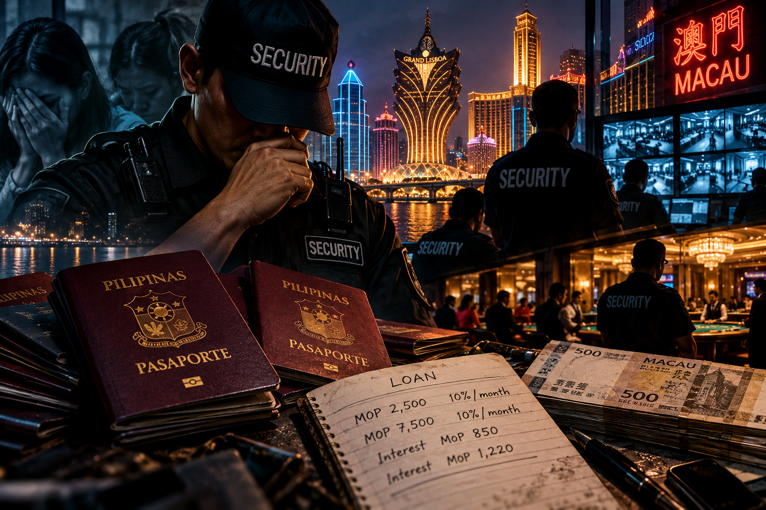 Illustration of private security lending scam in Macau